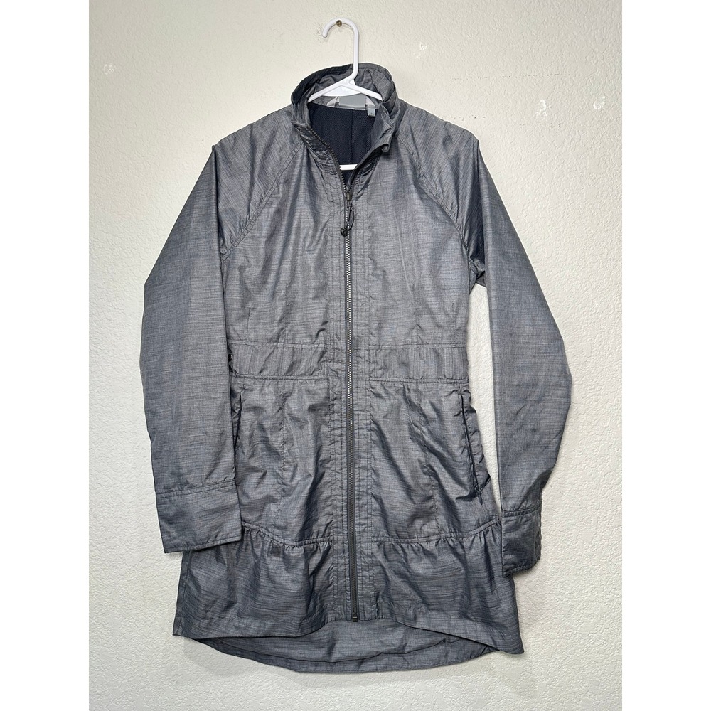 Athleta‎ Womens Grey Full Zip Lightweight Ruffle Hem Longline Jacket Small
